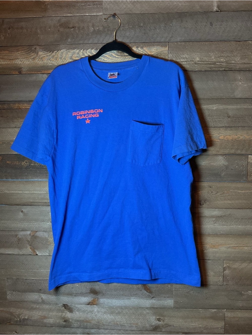 Vintage 80’s 90’s Blue Short Sleeve Robinson Racing #74 Race Car Shirt Men’s XL